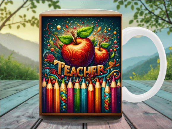 Download Teacher Apple Pencil Row Mug Wrap - Pen Collection