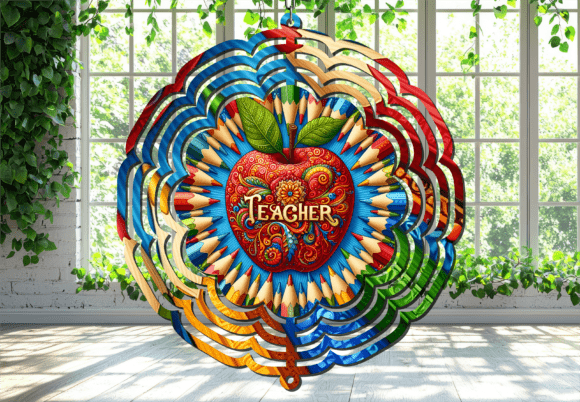 Download School Apple Pencil Teacher Wind Spinner - Pen Collection