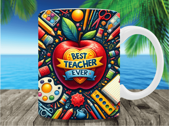 Download Best Teacher Ever Apple Pencil Mug Wrap - Pen Collection