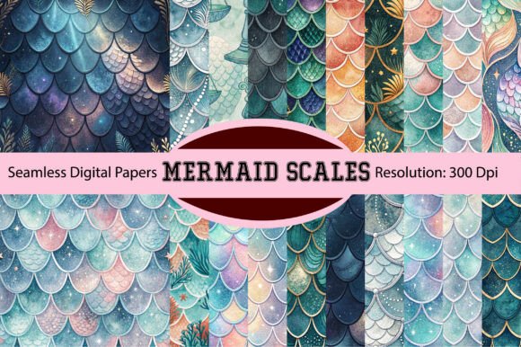 Download Mermaid Scales Seamless Digital Paper - Premium Bundle