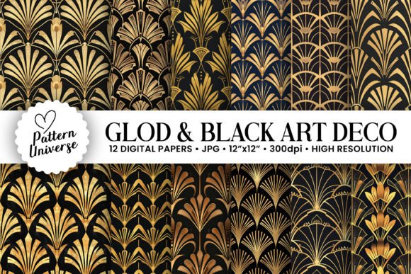 Download Black &amp; Gold Art Deco Patterns - Premium Bundle