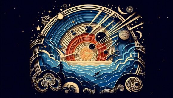 Download Cosmic Scene with Bold Art Deco Patterns - Art deco patterns Collection