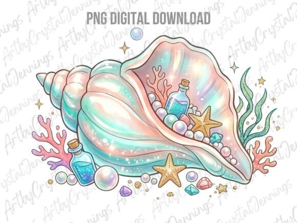 Download Iridescent Mermaid Sea Shell PNG - Mermaid Collection