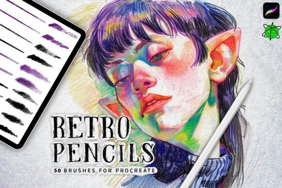 Download 50 Retro Pencil Procreate Brushes - Pen Collection