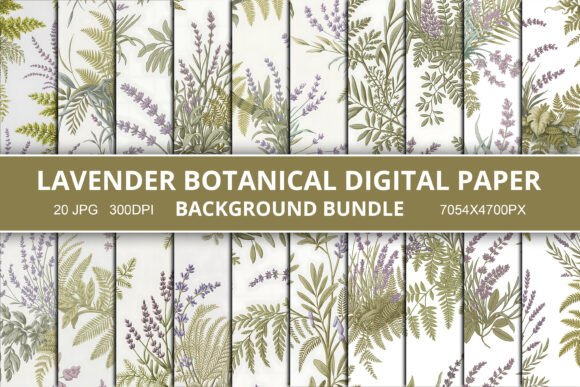 Download Lavender Botanical Background Bundle - Background Collection