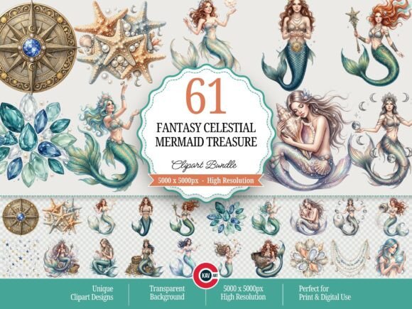 Download Fantasy Celestial Mermaid Treasure PNGs - Premium Resources
