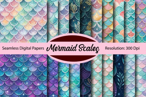 Download Mermaid Scales Seamless Digital Paper - Premium Resources