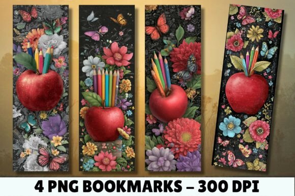 Download Floral Red Apple Pencil Sketch Bookmark - Pen Collection